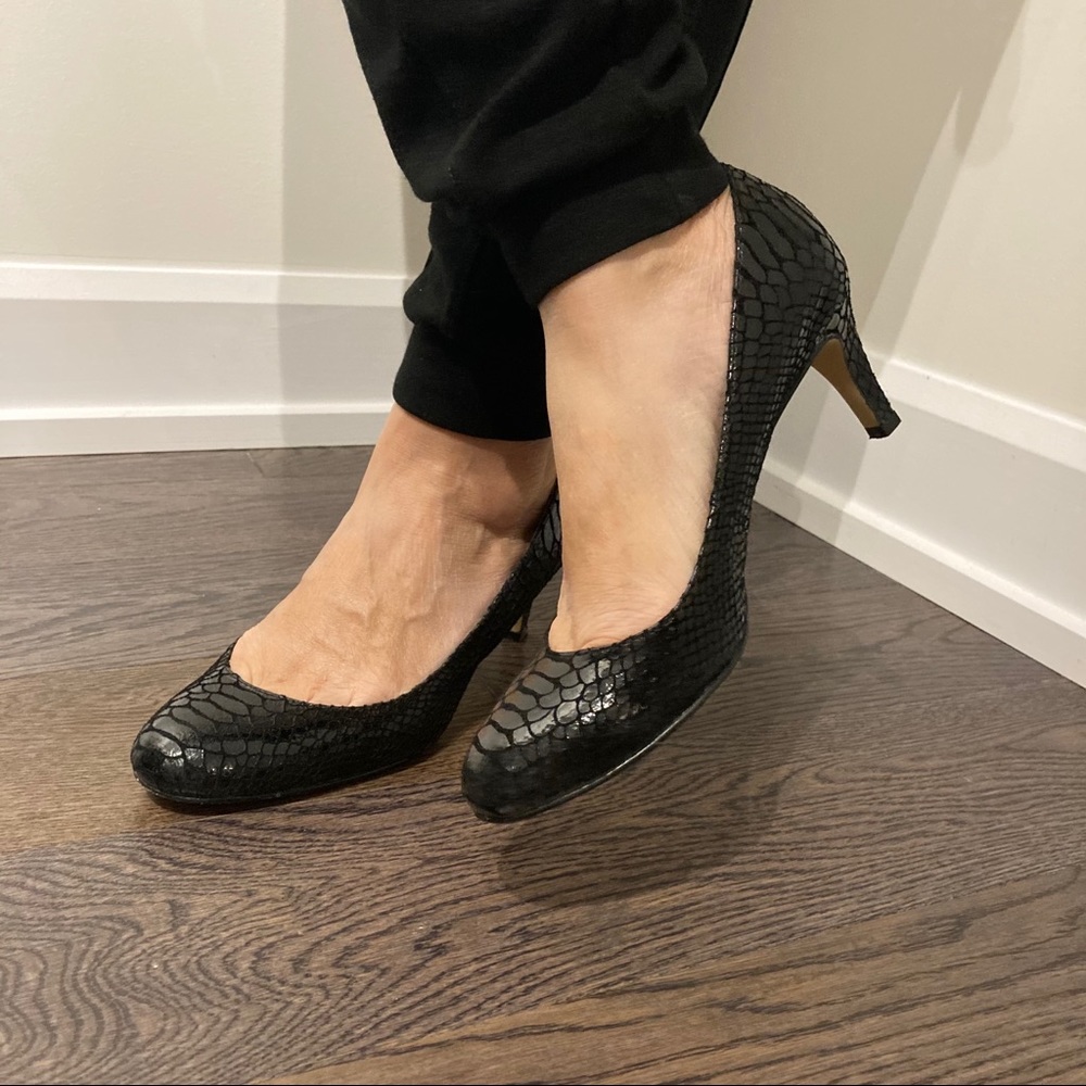 Kate & Mel black snakeskin heels